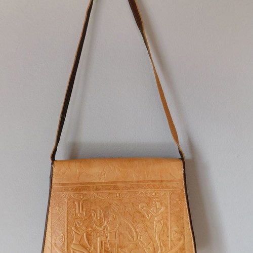 Ethnic Egypt shoulder bag made of genuine leather used
