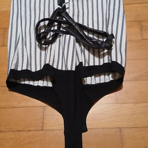 Hot Fashion striped bodysuit shirt with silver stripe size Large like new