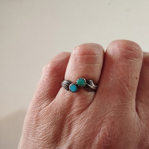Original Navajo Native American silver 925 ring with turquoise like new, adjustable