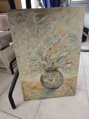 Original Painting Explosion of Colors in Vase 40x60 cm new