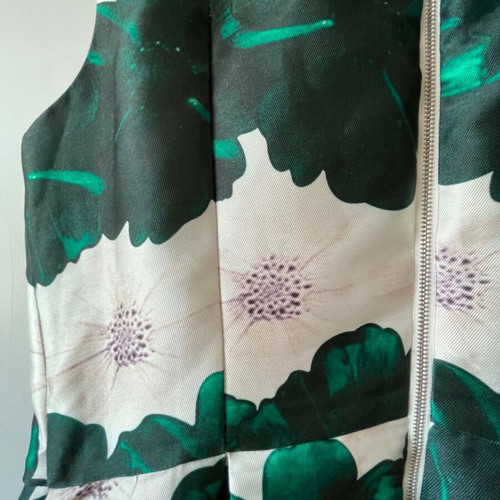 Allure dress like new, green with integrated rhinestone necklace, size M