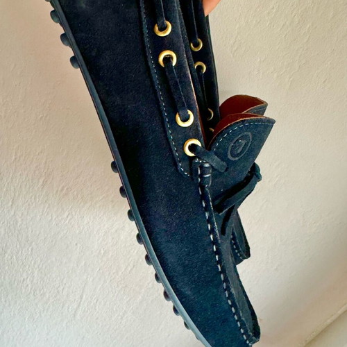 Trussardi leather loafers new, size 42, navy blue suede