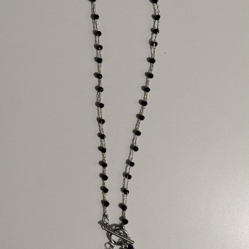 Handmade necklace with bear charm like new, black