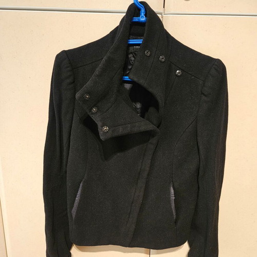 Κοντό παλτό Zara μεταχειρισμένο, μαύρο, μέγεθος S