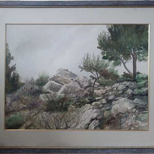 Watercolor painting "Ymitos" 1986 like new