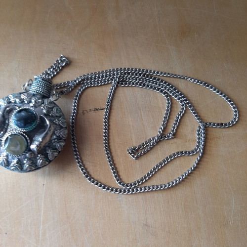 Vintage Perfume Bottle Pendant with Semi-Precious Stones used
