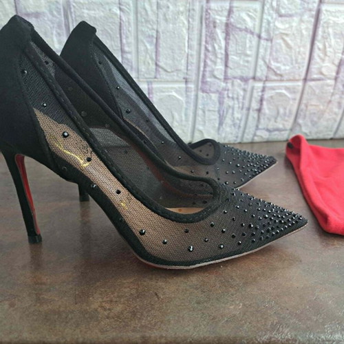 Christian Louboutin high heels size 35 new black suede and mesh