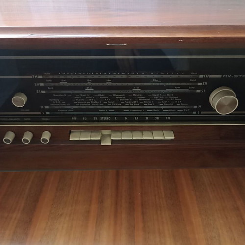 Antique furniture with turntable radio bar used