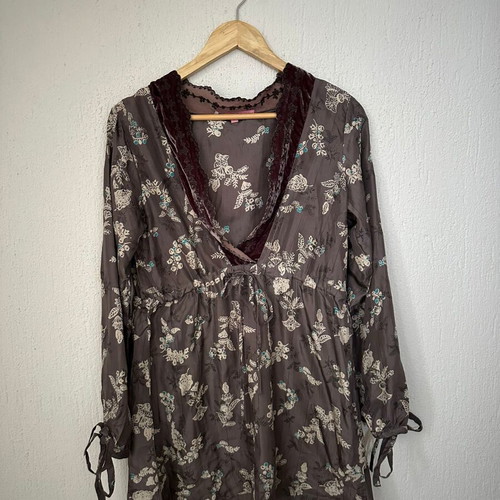 Silk floral tunic Vertiges Atelier like new, brown, size L