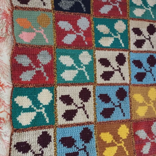 Wool quilt handmade like new, multicolored, 190x140 cm