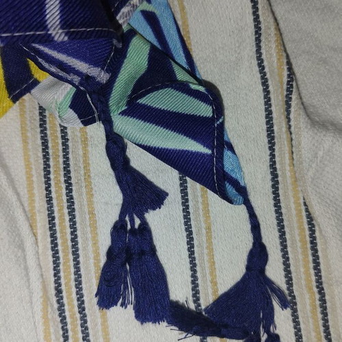 Cotton airy scarf shawl with colorful monstera print and tassels, new