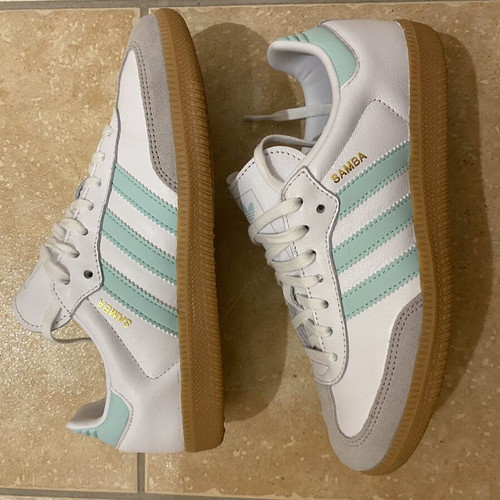 Adidas Samba Og J γυναικεία αθλητικά σαν καινούργια, μέγεθος 38, λευκά με μέντα