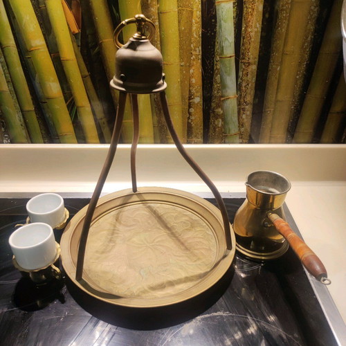 Bronze Greek Coffee Serving Set like new, 9 pieces