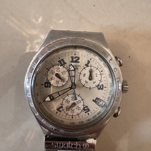 Swatch Irony Chrono Cadmos White watch used, stainless steel, unisex