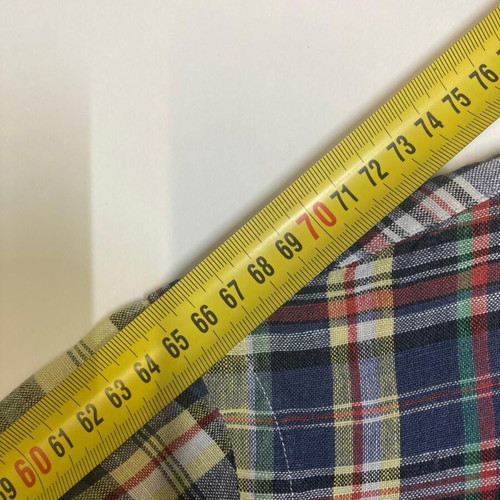 Ralph Lauren Oxford shirt, custom fit, green plaid, dark blue pony, size S
