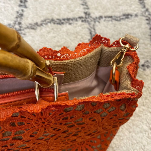 Guess handbag with bamboo handle new, orange