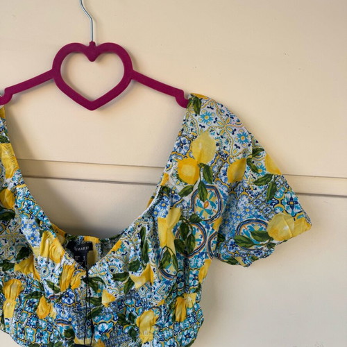 Positano print top new with tag, Primark, blue and yellow