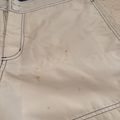 North Sails vintage men's swim shorts used, white and blue