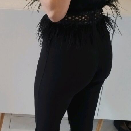 Brigitte boutique jumpsuit with feathers like new, black, size S