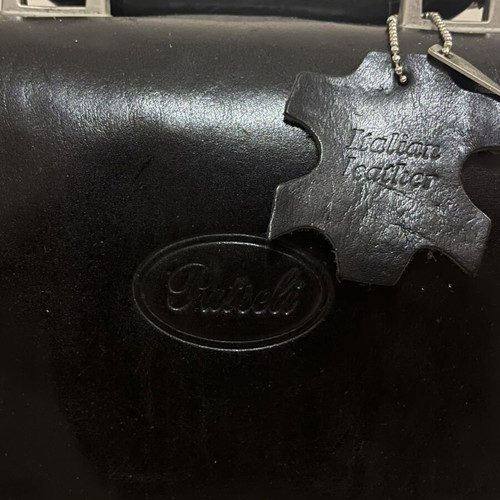 Vintage leather briefcase Ravioli, black