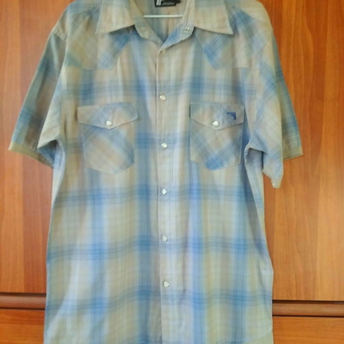 Criminal Depi shirt L, beige and blue cotton