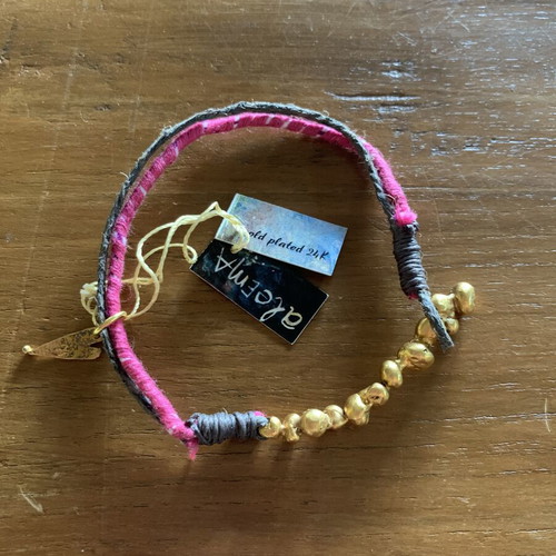 Aleema Handmade Bracelet with 24K Gold-Plated Bronze New