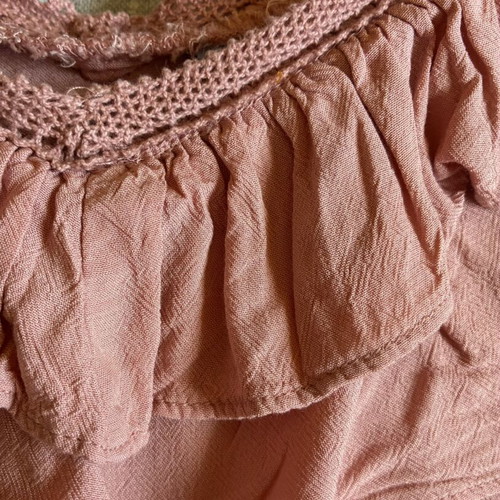 Blush pink frill neck viscose blouse top Vero Moda size S used