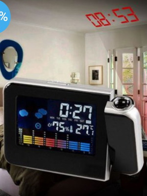 Ρολόι προβολής LCD καινούργιο με μετεωρολογικό σταθμό