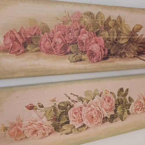 Wooden wall decor with decoupage, like new, 70x23 cm