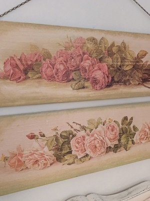 Wooden wall decor with decoupage, like new, 70x23 cm