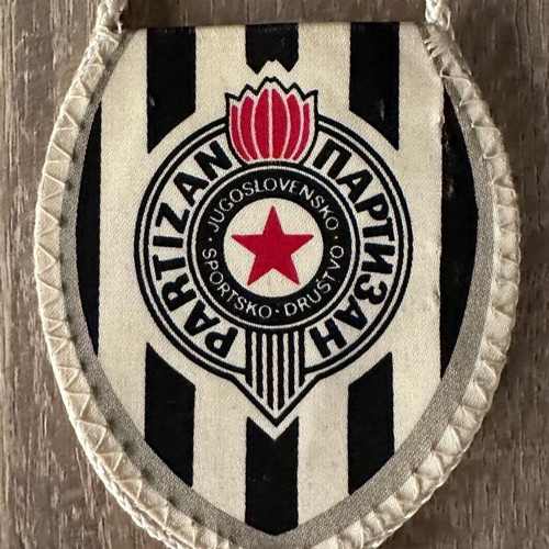 Partizan Pin and Banner New Authentic from 1990s Yugoslavia