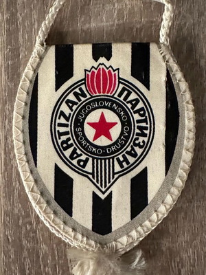 Partizan Pin and Banner New Authentic from 1990s Yugoslavia