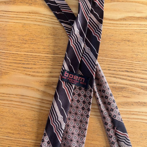 Boem vintage tie with 70s geometric patterns, made in Italy