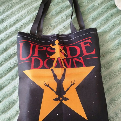 Upside down tote bag double print new, black red