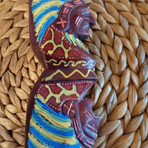 Wooden vintage figure handmade, used, African art, 28 cm height