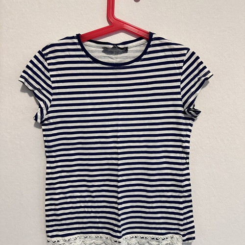 Terranova Kids striped t-shirt with lace, girls 8-9 years