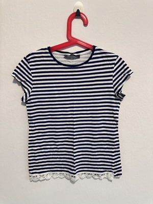 Terranova Kids striped t-shirt with lace, girls 8-9 years