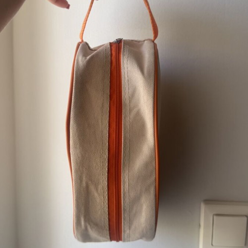 Large zipper travel toiletries pouch H&M like new, beige and orange