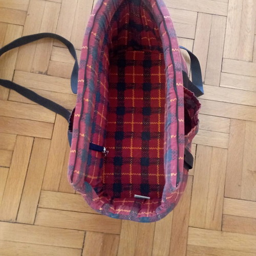 Dog carrier bag used, cotton with zipper