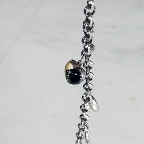 Vintage silver 925 bracelet with charms and ceramic heart used