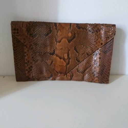 Vintage envelope bag like new, brown with snake pattern
