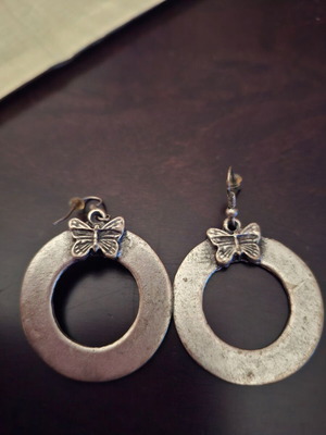 Vintage earrings handmade silver with butterflies new