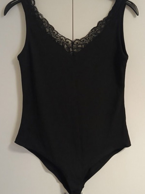 H&M women's bodysuit black size L new