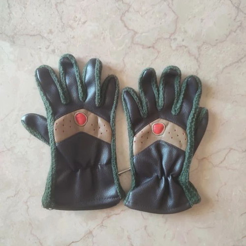 Leather gloves with knitted details one size vintage like new