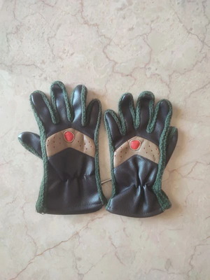 Leather gloves with knitted details one size vintage like new