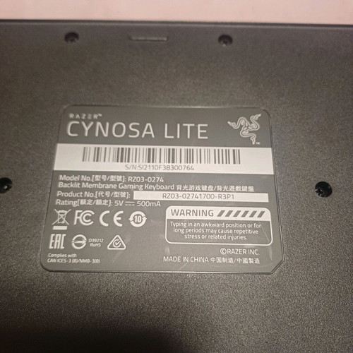 Razer Cynosa Lite Chroma keyboard used, RGB, wired