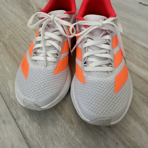 Adidas athletic shoes used, size 38, white with orange stripes
