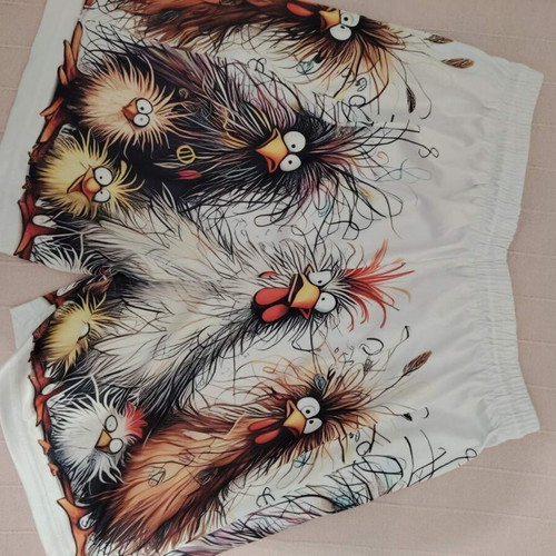 Shorts with funny rooster print like new