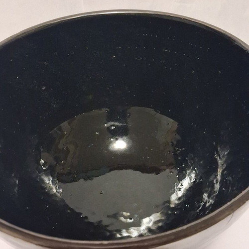 Eleni Vernadaki ADC studio pottery bowl with silver metallic surface