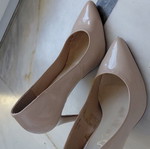 Beige patent leather women's pumps size 38